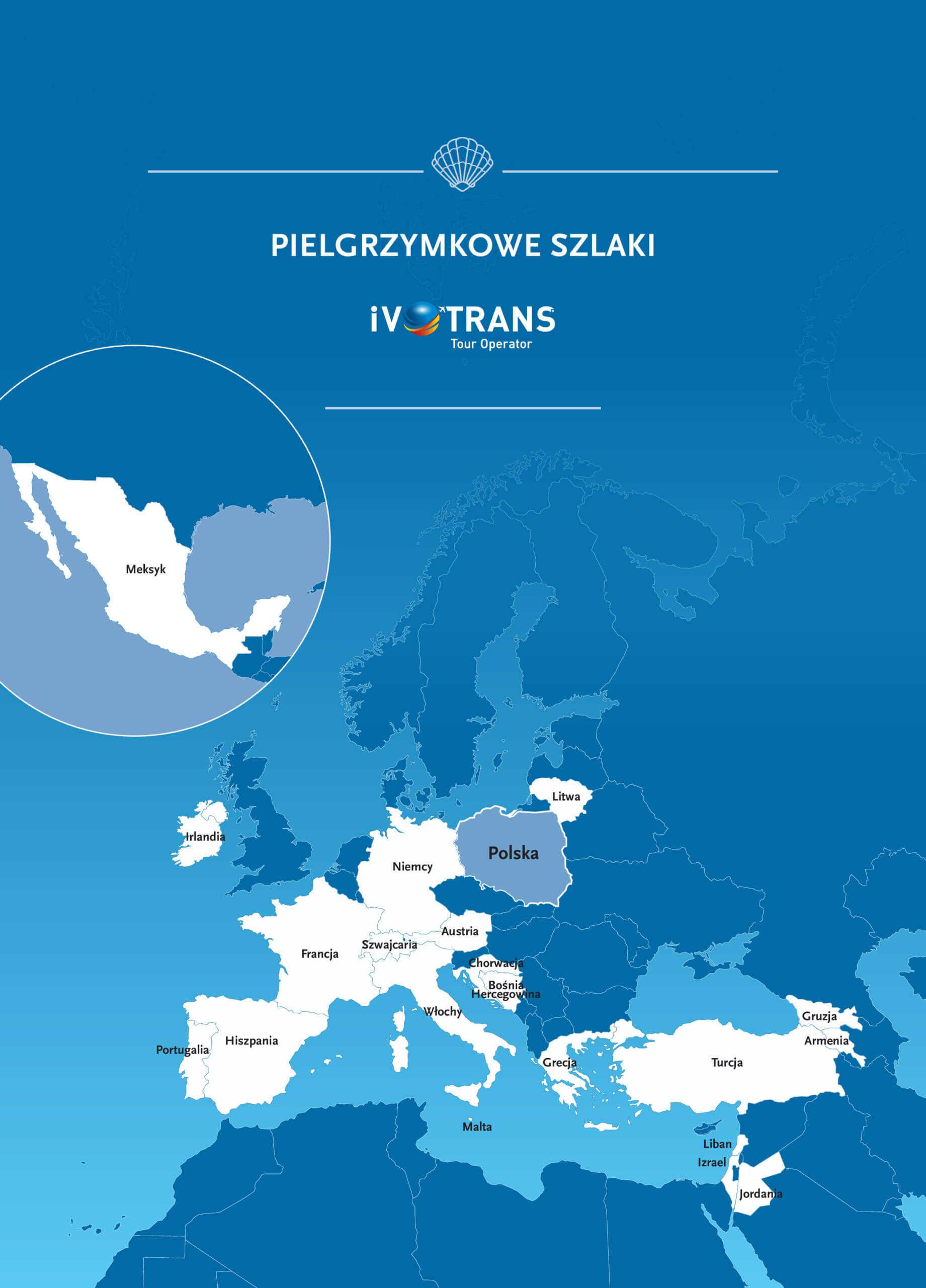 Mapa destynacji pielgrzymkowych